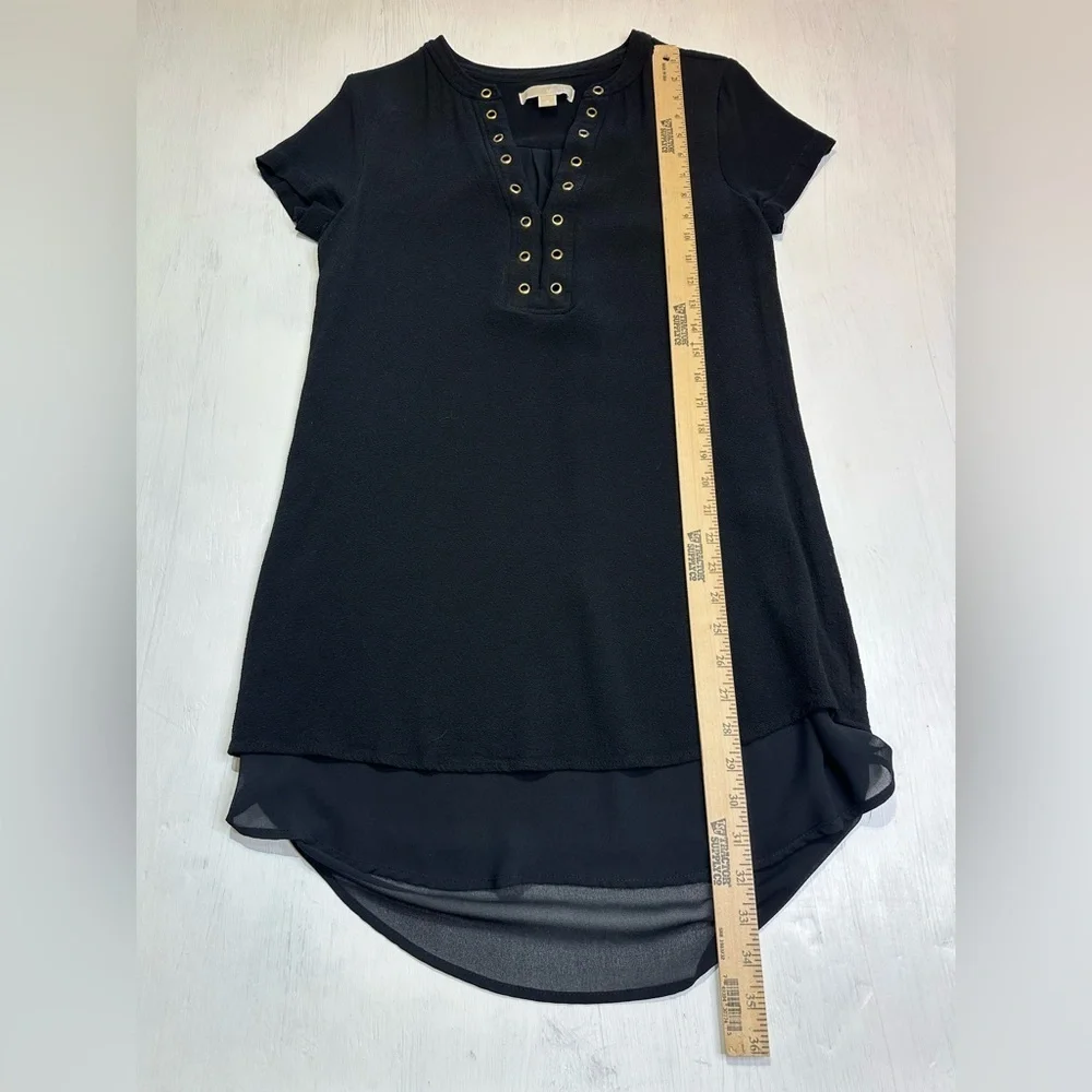 Michael Michael Kors Black Shift Dress Small Grommet Neck High Low Hem